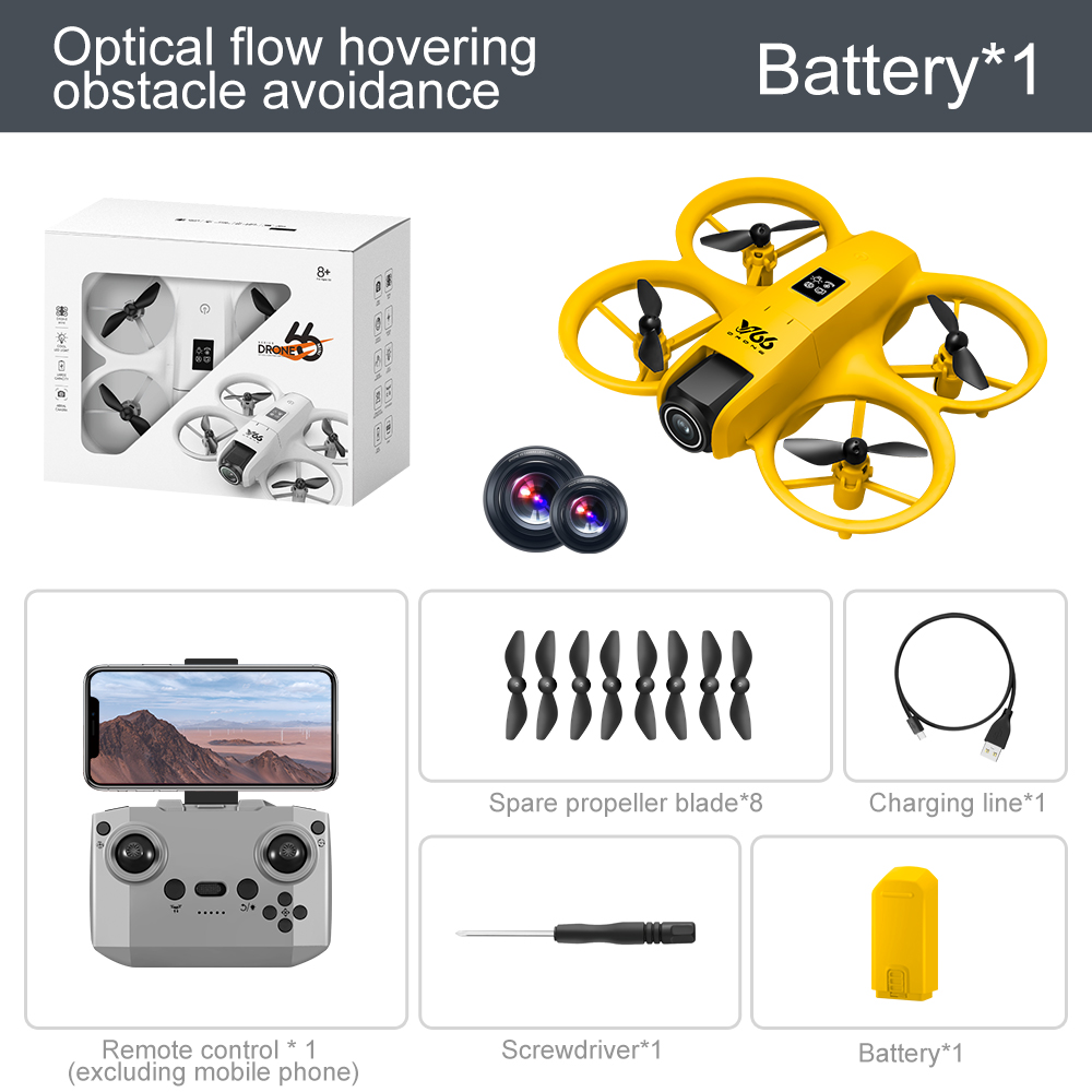 V66 Mini Remote Control Positioning Aerial Photography FPV Drone Wide Angle HD Camera Obstacle Avoidance Helicopter Machine Toy