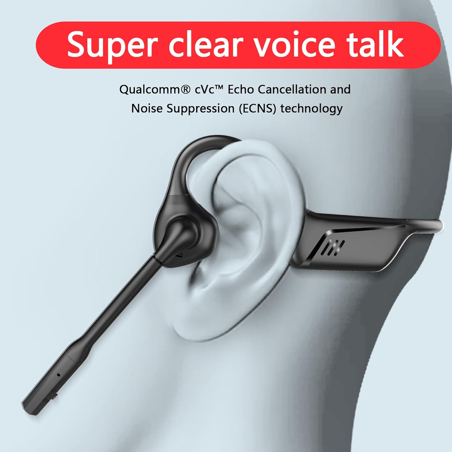 Open Ear Bluetooth 5.1 Headset Aptx HD/ LL Noise Canceling Microphone, Long 24H Wireless Headset  for Cellphone PC Laptop