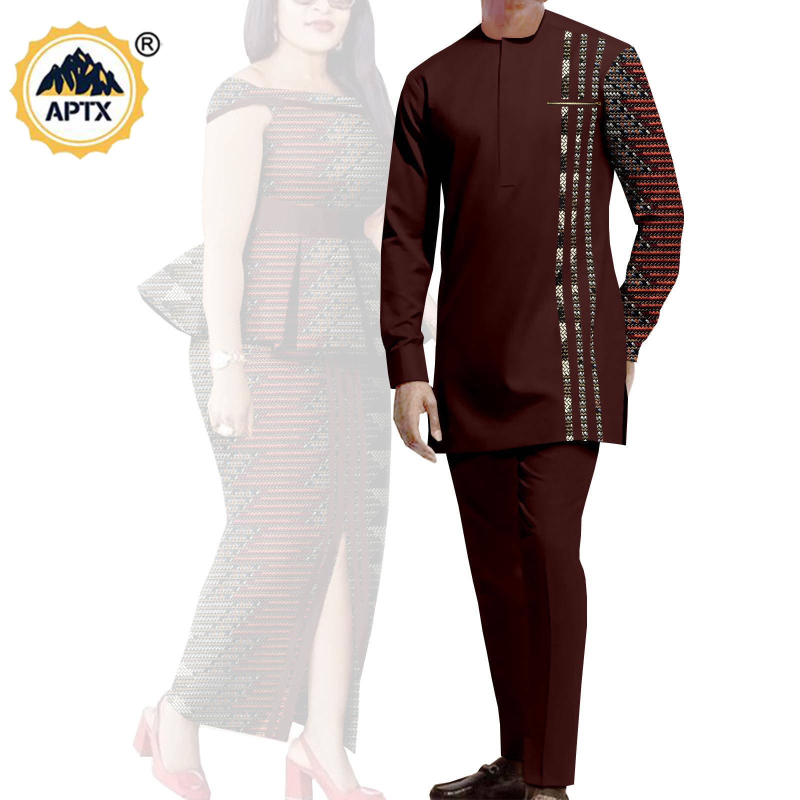 Matching Couple Outfits Men Shirts and Pants Sets Dashiki African Dresses for Women Top and Split Skirts for Wedding Y23C006