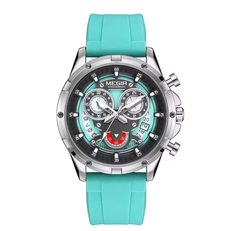 MEGIR 2248 Innovative Design Men's Quartz Watch Silicone Strap Waterproof Luminous Calendar Chronograph Daily Men's Clock reloj