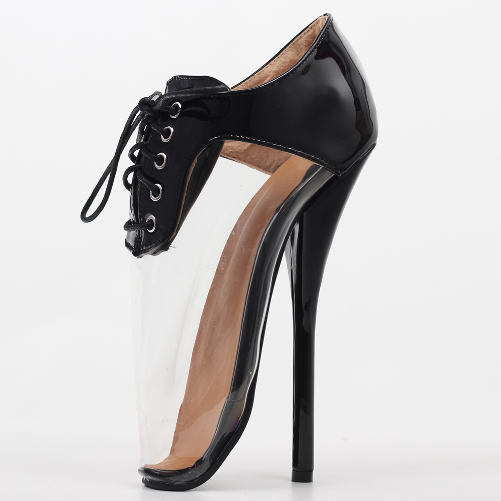 Transparent PVC Sexy Women Pumps Shoes 18CM Super High Ballet Heels Size 36-46