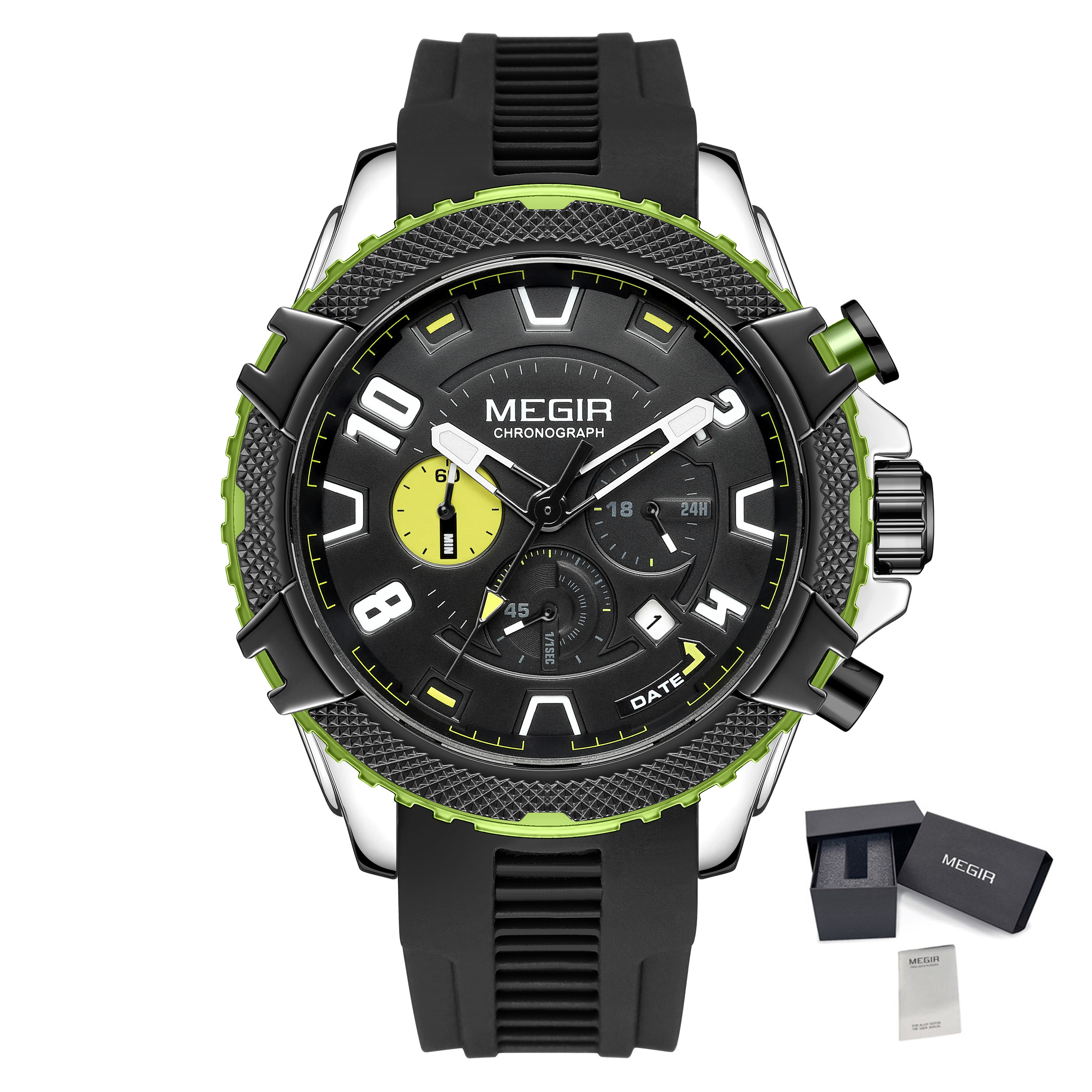 MEGIR Men's Watches Fashion Sport Chronograph Waterproof Calendar Military Quartz Wristwatch Clock 24-hour Reloj Hombre 2200