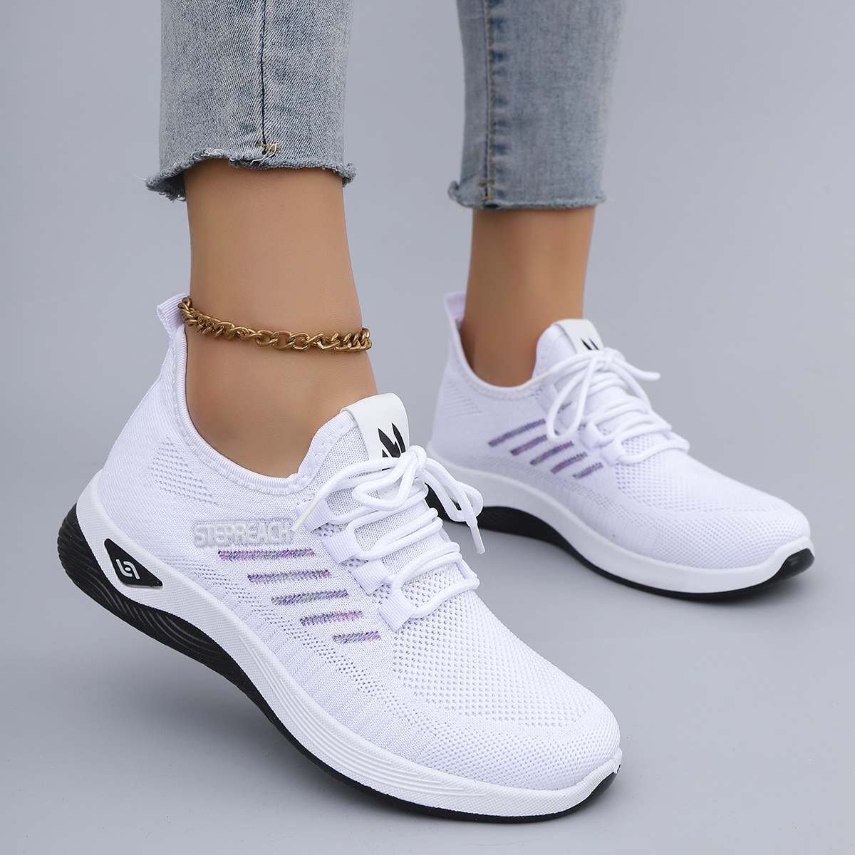 Spring and Autumn New Women's Casual Lace up Comfortable, Breathable, Lightweight and Wear-Resistant Sports Shoes