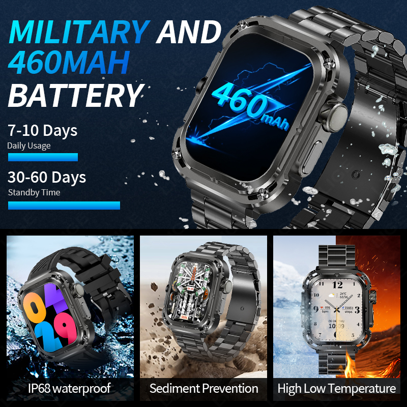 LIGE 2025 New GPS Tracker Smart Watch NFC Compass 460mAh Battery 2.1'' HD Screen Men Smartwatch Military Outdoor Sports Watches