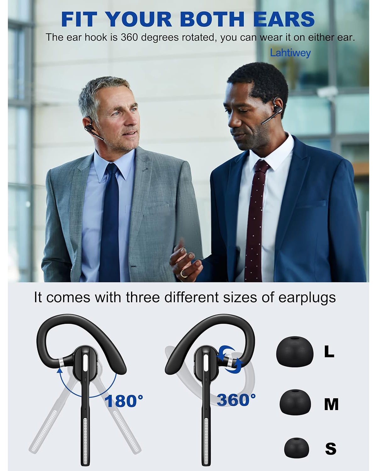 Business Bluetooth Earpiece Wireless Handsfree Headset 36 Hrs Driving Headset with Noise Cancelling Mic Headset for Truck Driver