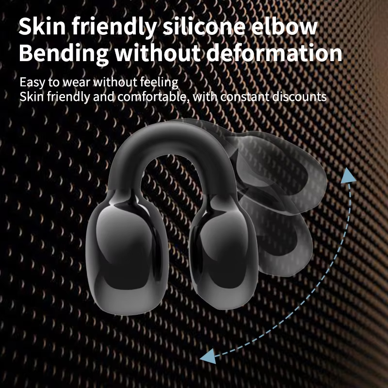Wireless Bluetooth Earphone Single Ear Bone Conduction Earphone Clip Ear Music Noise Cancelling HD Call Sports Gaming Earphone