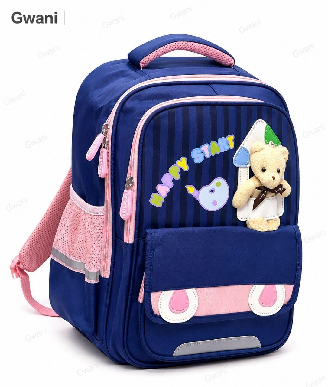 Gwani Kids Purple Backpack with Cute Bear Pouch