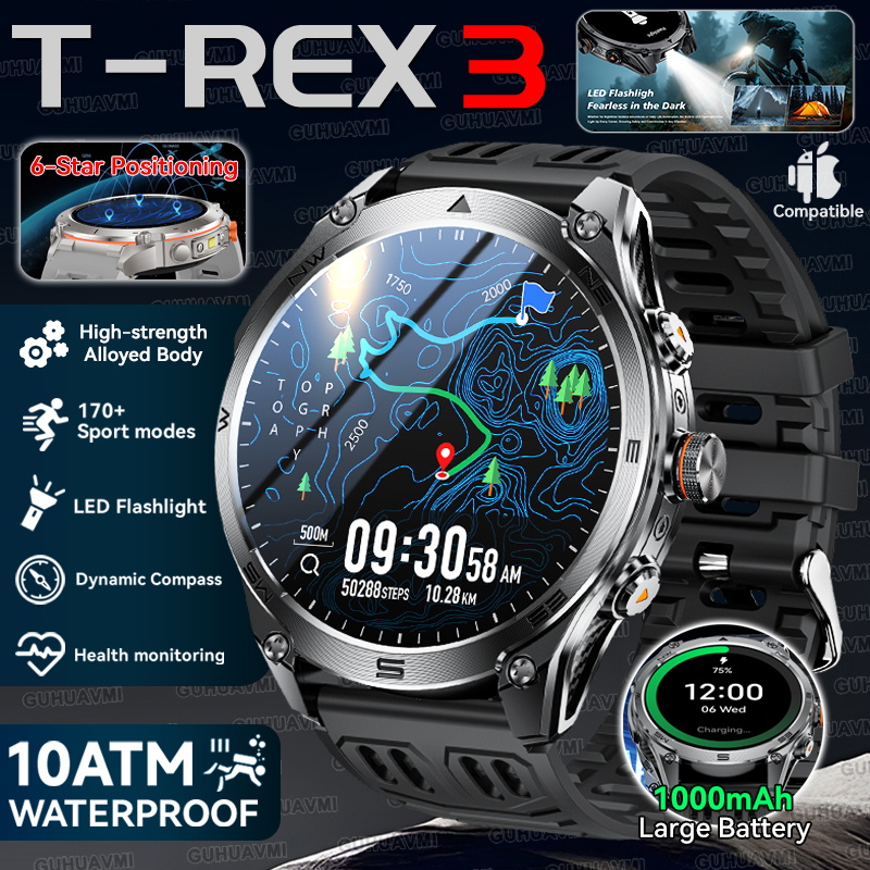 2025 New Outdoors Military GPS Sports Smart Watch Men Built-in Dual-Band GNSS Compass Altimeter 10ATM Bluetooth call Smartwatch