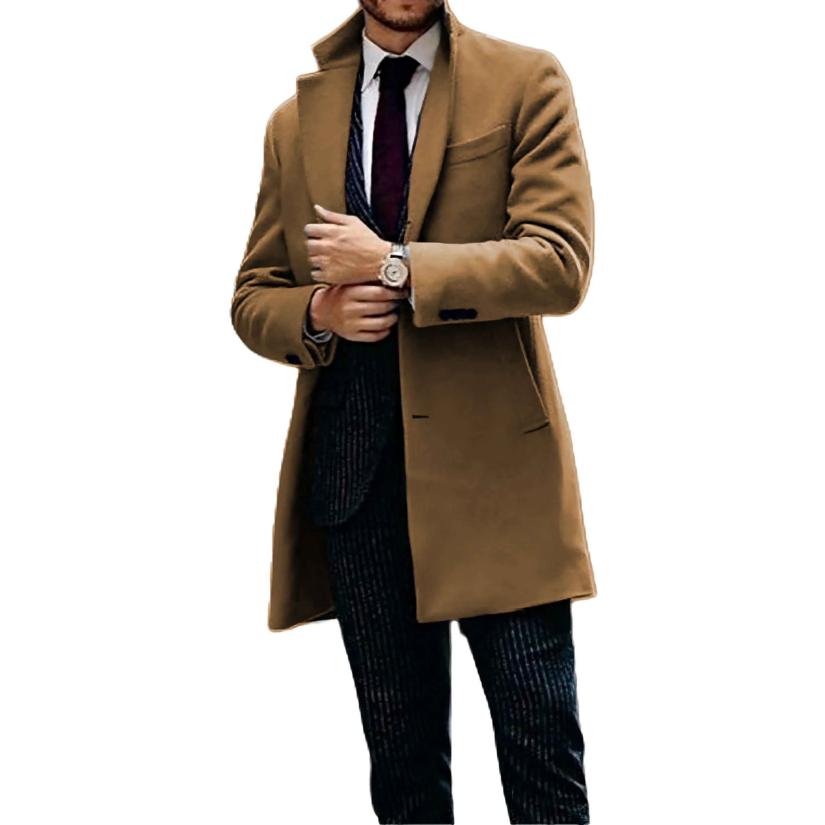 Comfy Man Trench Coat Customized Notched Lapel Single Breasted High Quality Gentleman Business Prom Stylish Men Winter Jacket