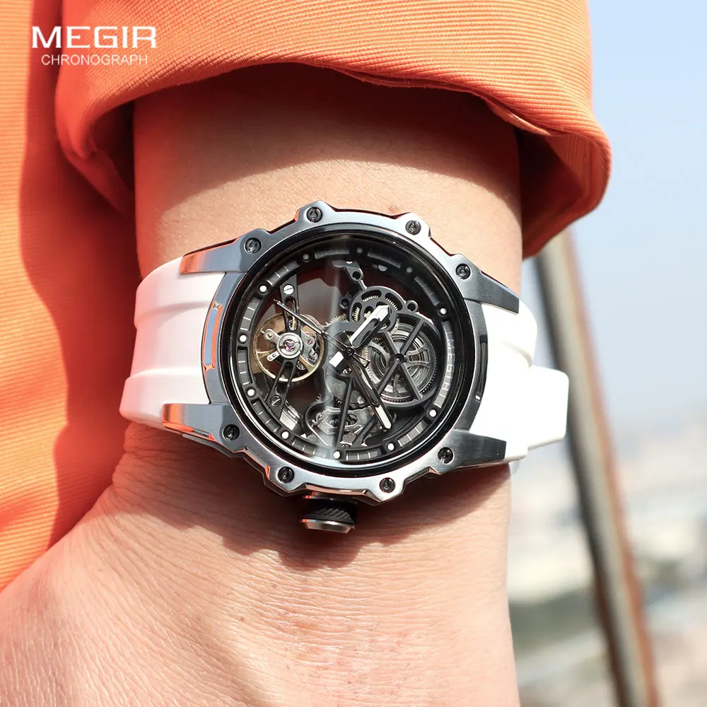 MEGIR 2243 Sport Automatic Movement Men's Watch Fashion Luxury Tourbillon Mechanical Watches for Men Relogios Masculino Relogio