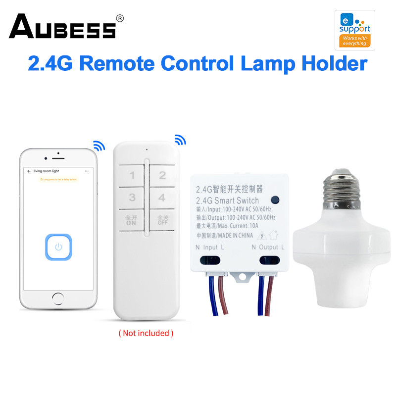 Aubess BASIC-2.4G Smart Switch 220V E27 Light Lamp Holder Bluetooth-compatible eWeLink APP Remote Control Light Accessories