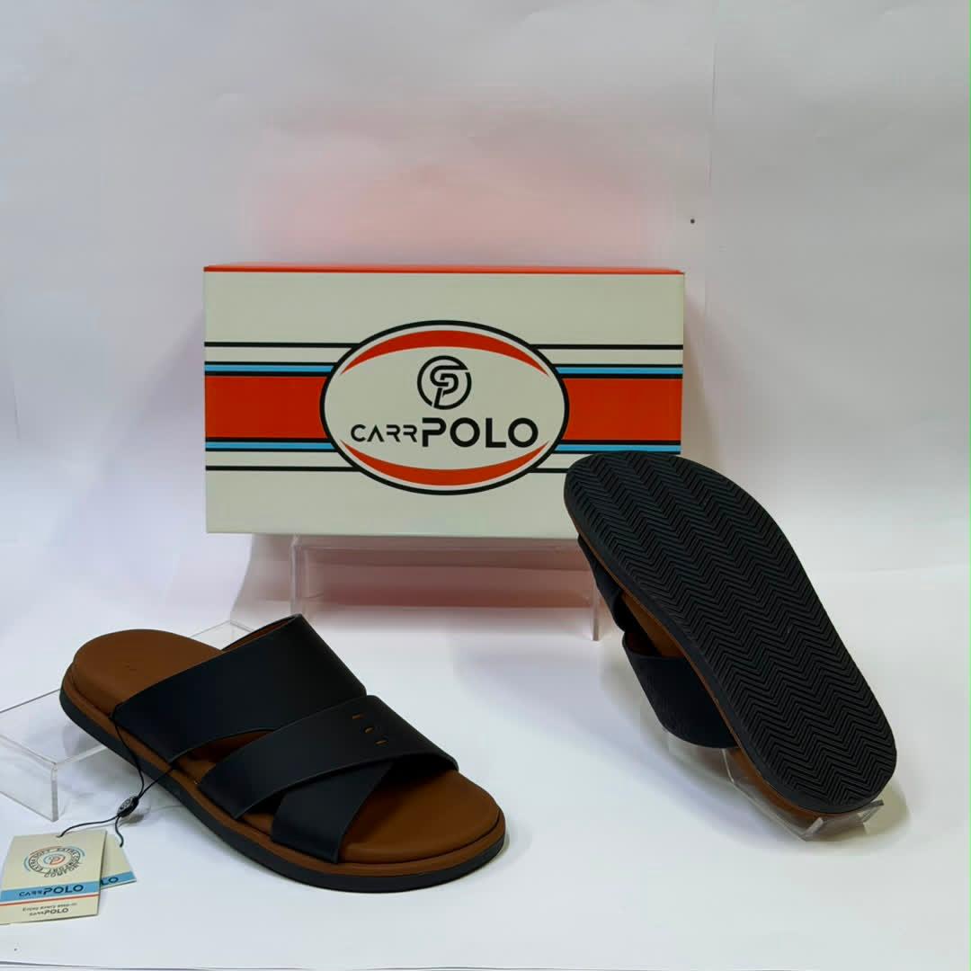 CarrPolo White & Brown Cross-Strap Sandals