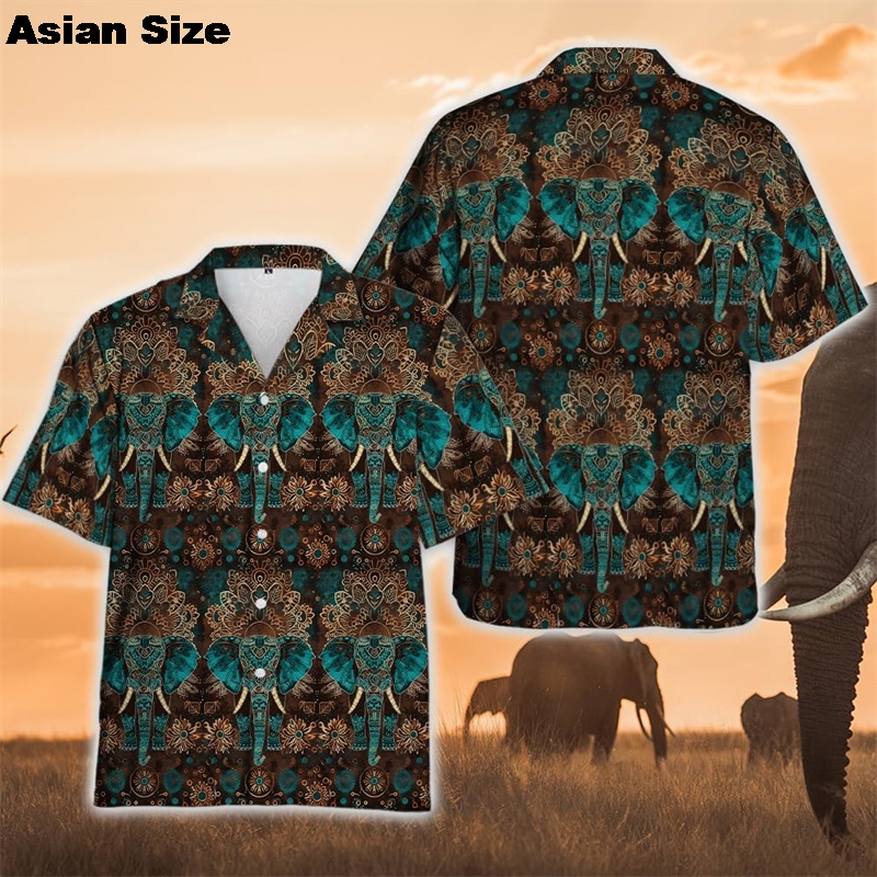Men's Shirts Thai Elephant Casual 3D Printed Hawaii Shirt Man 2025 Summer Fashion Shirt For Man Daily Short Sleeves Men Clothing