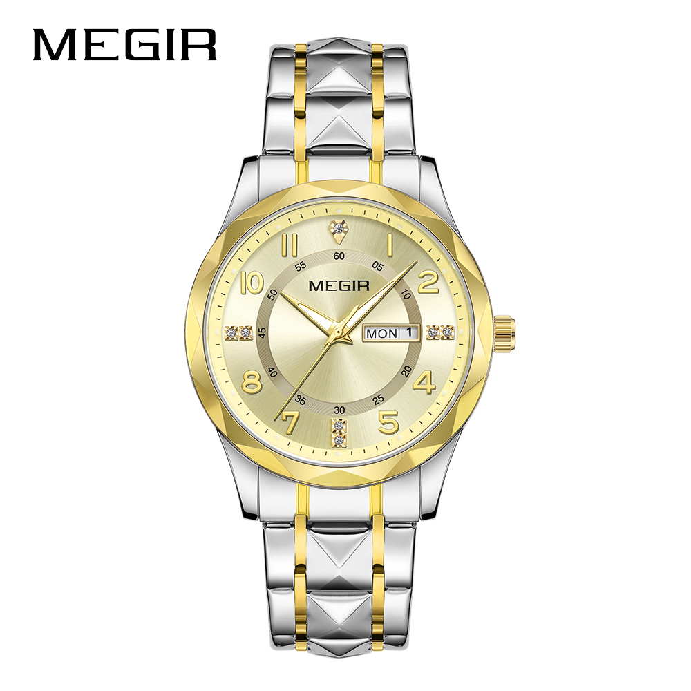 MEGIR Original Waterproof Man Wristwatch Luxury Quartz Stainless Steel Luminous Men Watch Top Brand Business Male Clock