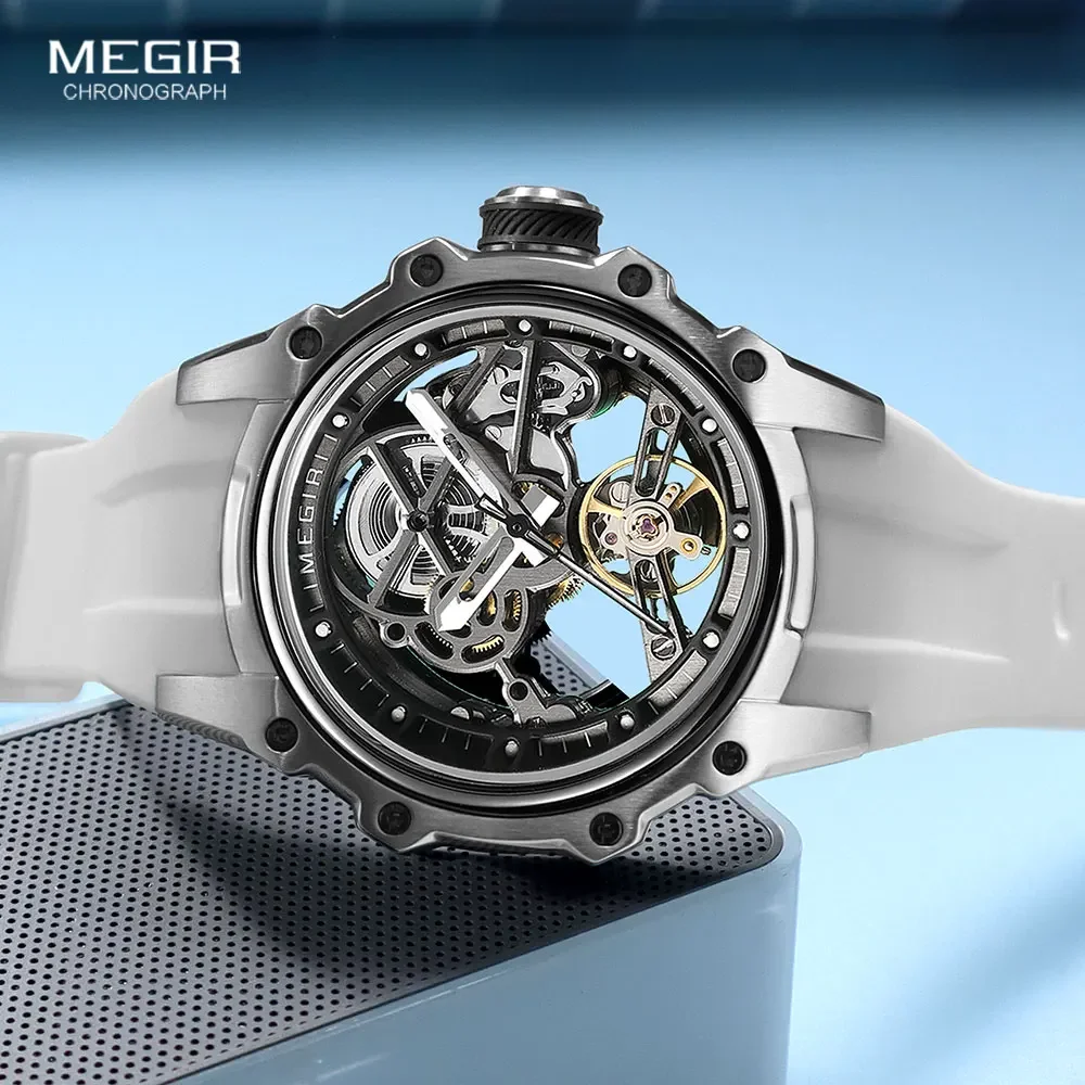 MEGIR 2243 Sport Automatic Movement Men's Watch Fashion Luxury Tourbillon Mechanical Watches for Men Relogios Masculino Relogio