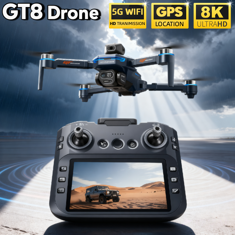 HOT For Xiaomi GT8 Drone 4K Professional Dual Camera FPV GPS Brushless Motor Optical Flow Hovering Folding Quadcopter 8K RC Dron