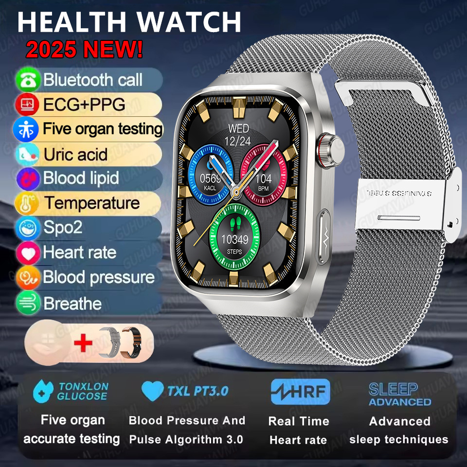 2025 New Smart Watch 2.04-inch AMOLED Screen Bluetooth Call IP68 Waterproof 650mA Sports Smartwatches Men Android Military-Grade