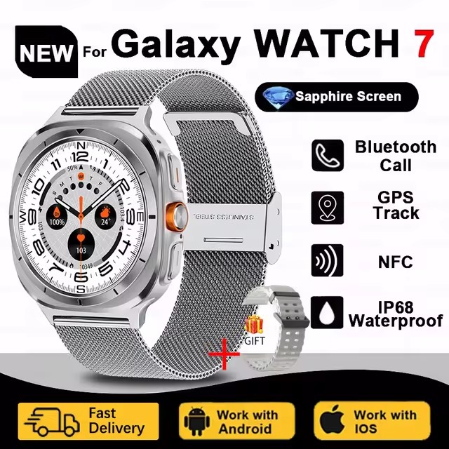 2025 New GPS Smart Watch 7 Ultra Men 47MM AMOLED Screen Multi-Function Compass Sports Fitness Tracker Health Women Smart Watch
