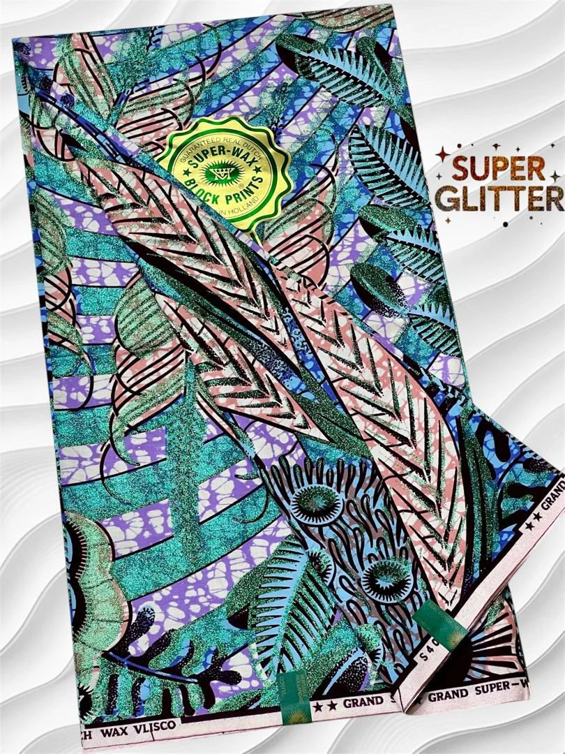 Shine Like Royalty: Original Super Glitter Grand Super Wax – Elite Atamfa Turmi for Stunning Dashiki & High-Fashion African Outfits