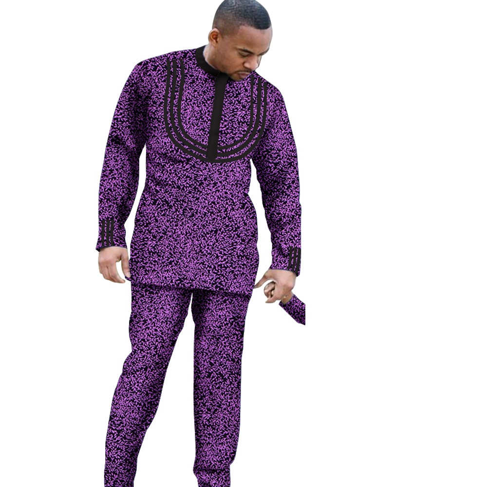 African Parent-child Clothing Long Sleeve Slim Fits Dashiki Outfits for Father Boys Fashion Men African Clothes Sets Wyq340