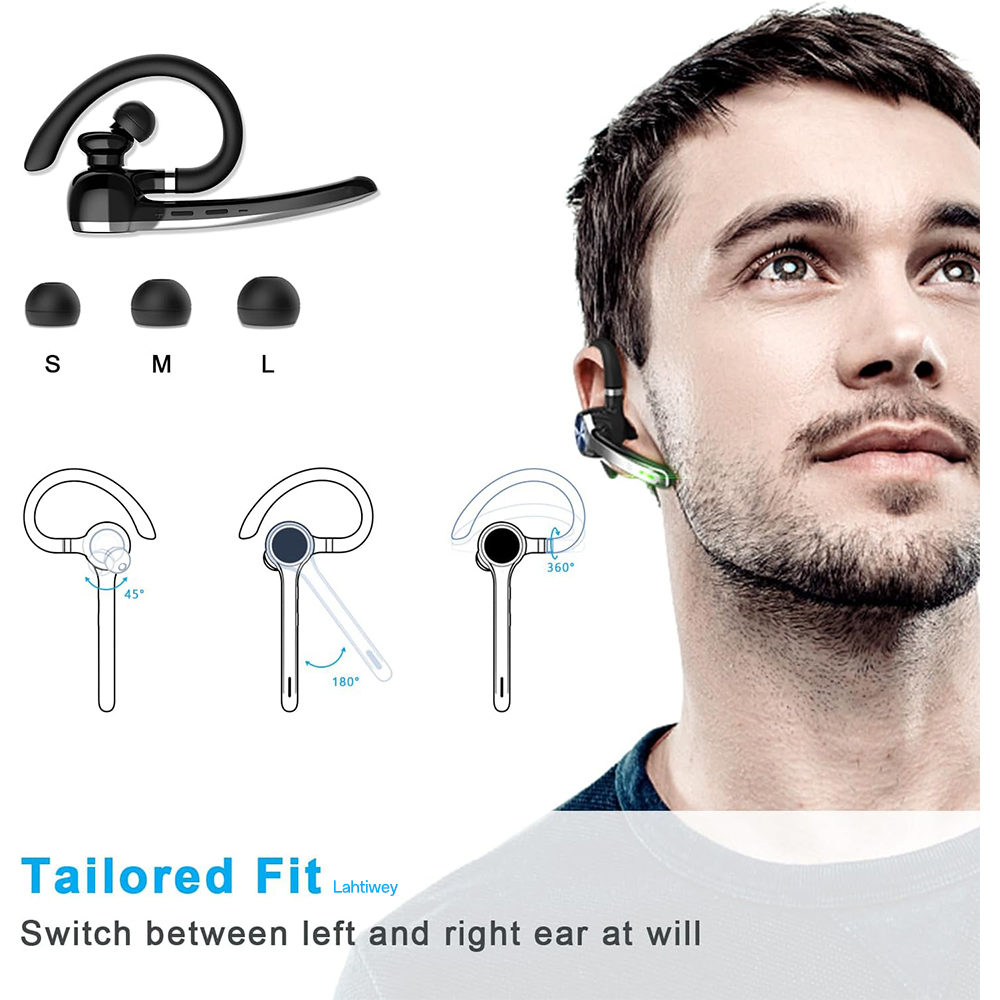 Bluetooth Headset V5.3, Wireless Earpiece with 500mAh Charging Case, 72H Talktime, Hands Free Noise Canceling Headphone with Mic