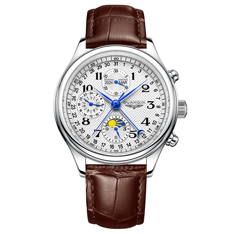 GUANQIN Men's Watches Automatic Mechanical Watches Swiss Quality Business Fashionable Multi-functional Waterproof Wristwatches