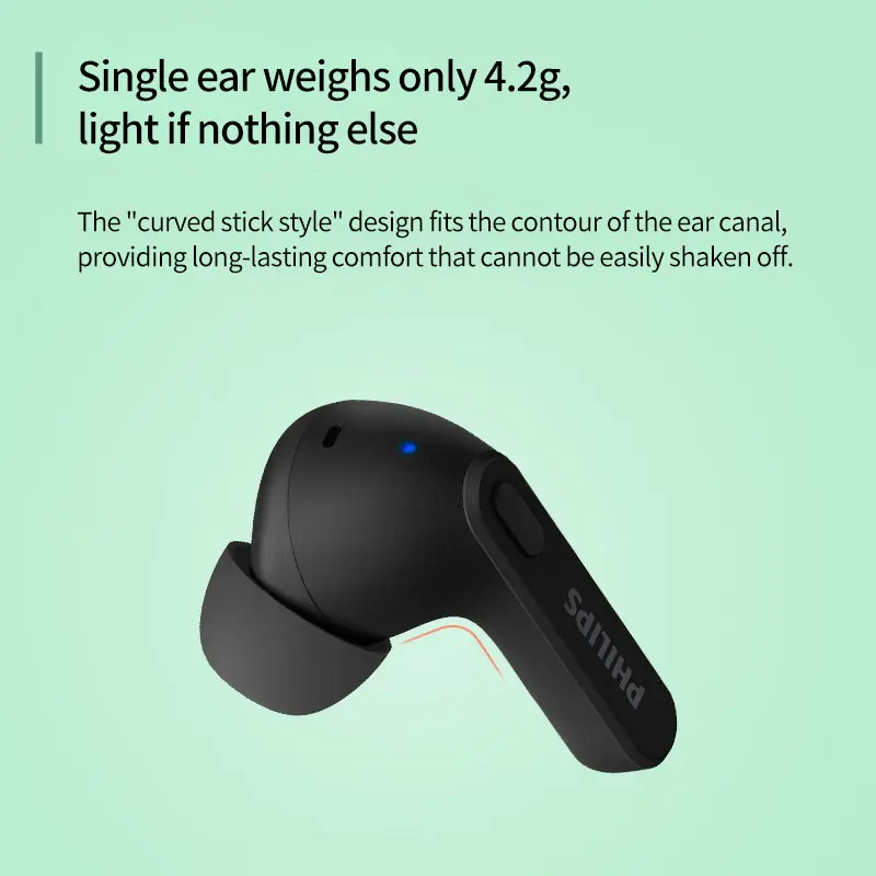 PHILIPS TAT2206 TWS Wireless Bluetooth Earphones Waterproof IPX4 SBC Sports Headset 500mAh Low Latency Gaming Headphone with Mic