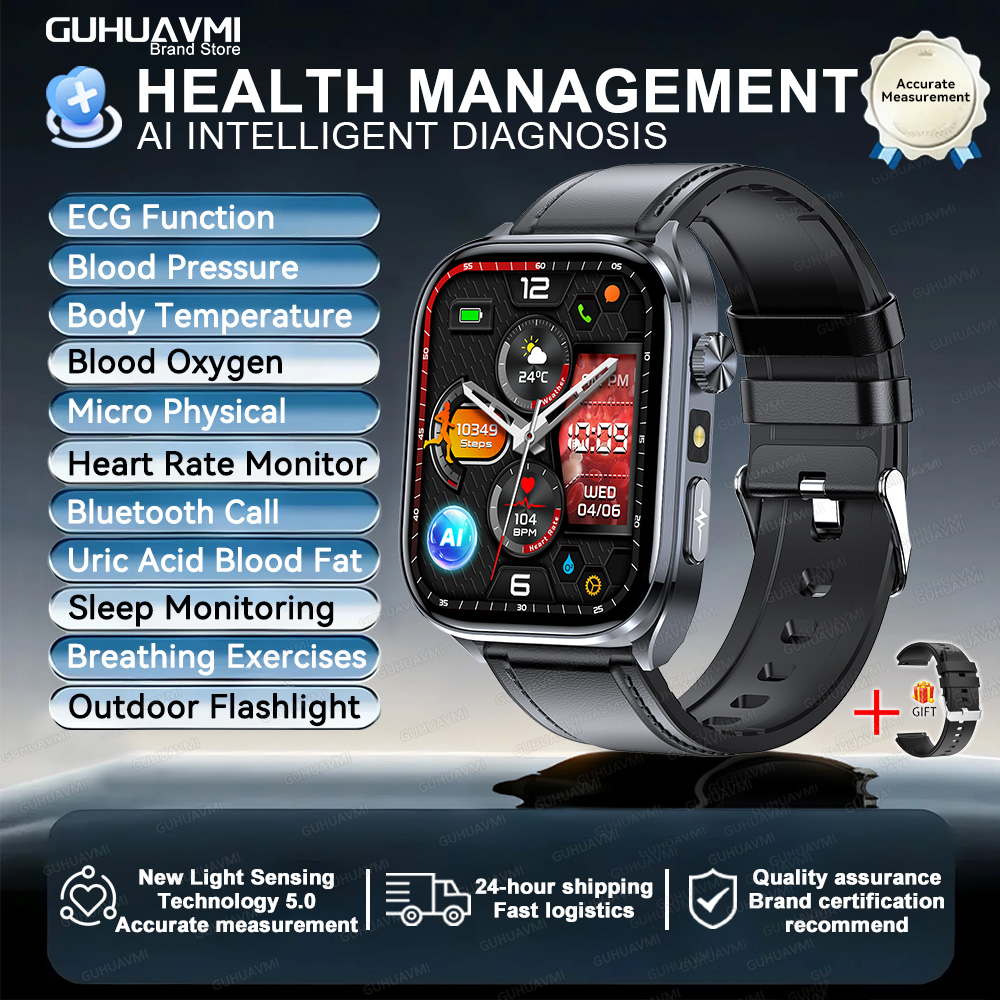 Body Composition analysis Monitoring Smart Watch Men ECG Heart Rate Blood pressure Uric Acid Health Tracker Smartwatches 2025New