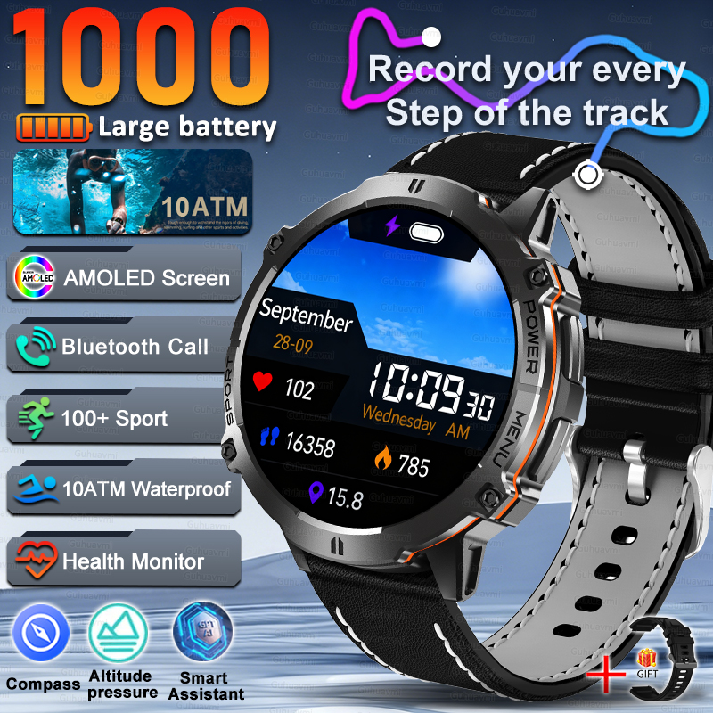 Men Smartwatch High End Sports Watches 1000mAh Large Battery Waterproof Durable AI Custom dial  TREX3  Smart Watch For Men women