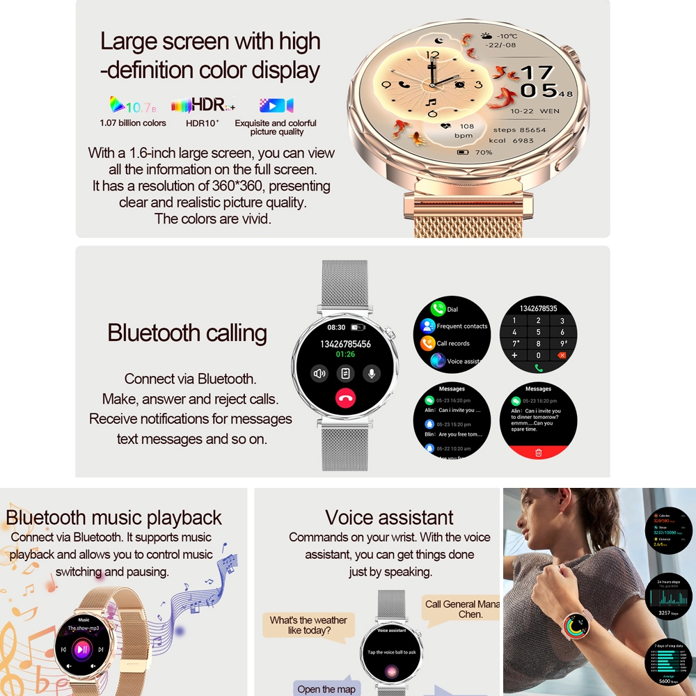 2025 New GPS Tracking Smartwatch Women AMOLED HD Screen Heart Rate Bluetooth Call IP68 Waterproof Smart Watch Android IOS