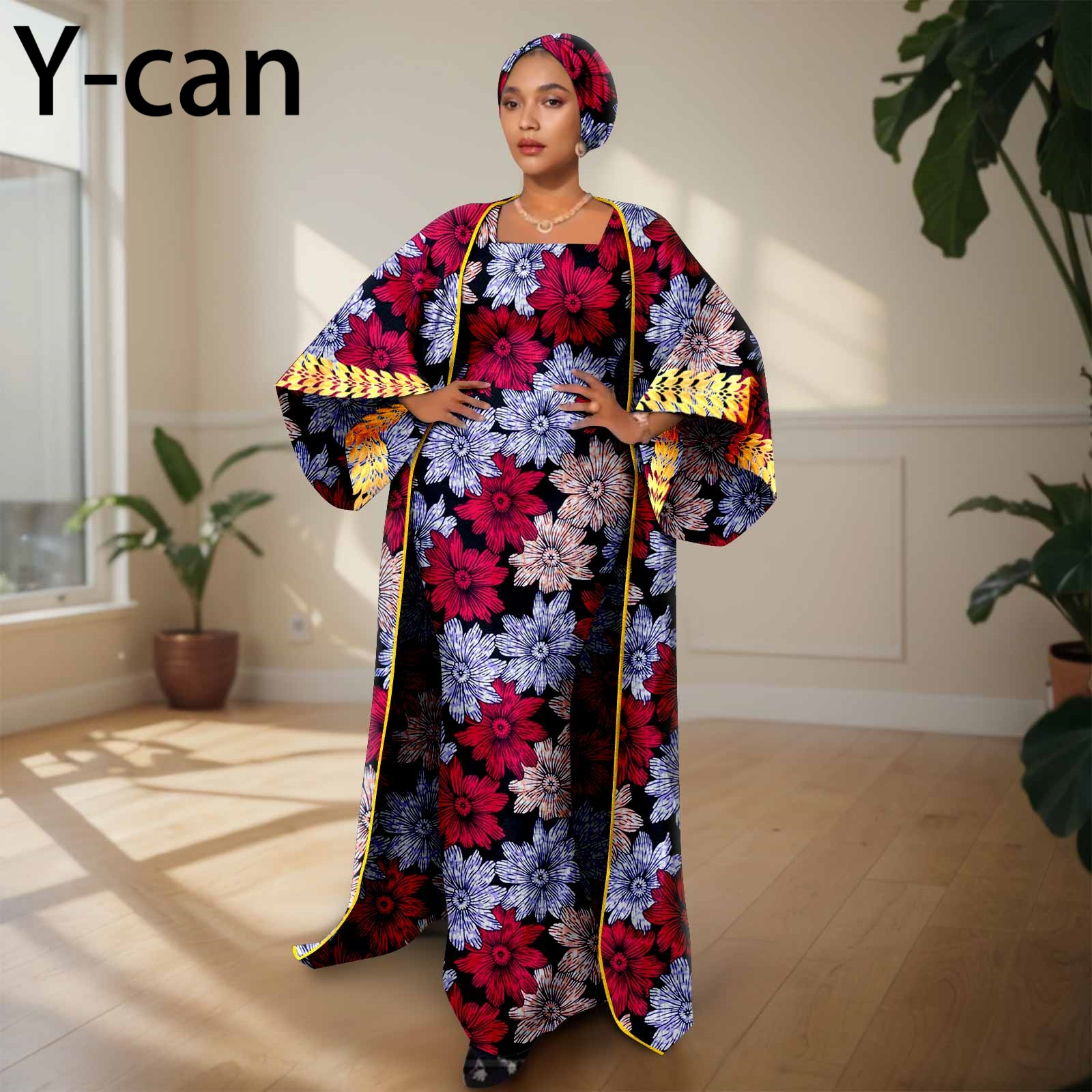 African Clothing for Women Female Suit Set Long Coat and Sleeveless Dress With Headscarf for Lady Traditional Outfits 2426029