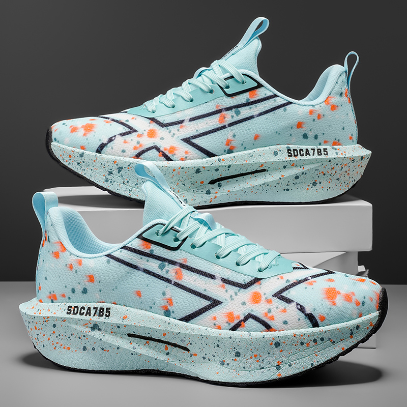 Men's Breathable Road Running Shoes - Shock-Absorbing and Wear-Resistant Soles, Eva Cushioning Pads, Lightweight Low-Top Sneakers with Striped Design, Suitable for Gym, Jogging and Everyday Wear, Styl