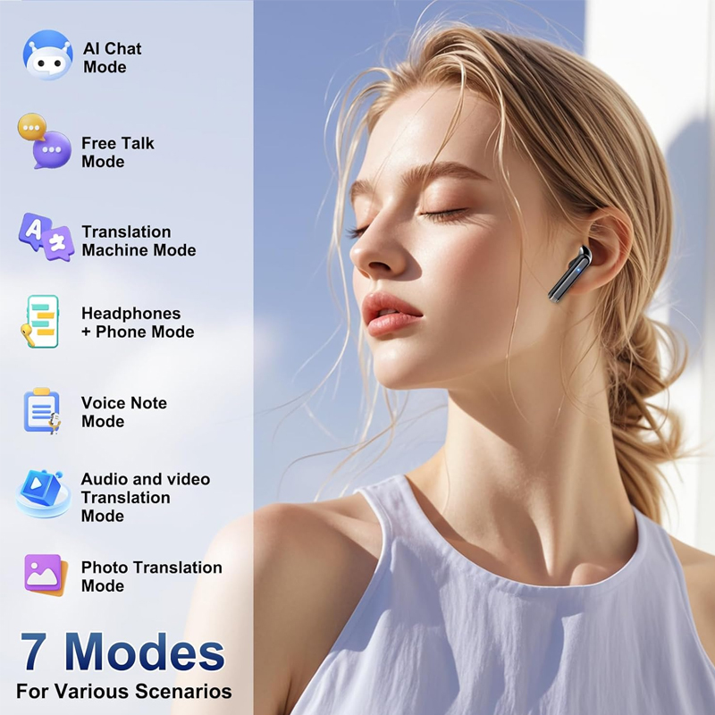 UYUXIO Real Time AI Language Translator Earphone 3 in 1 Translating Earbuds with 144 Languages Accents Headphone Ear Buds