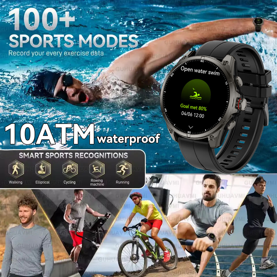 2026 GPS Smartwatch Outdoor Sports Waterproof Flashlight 1.43inch AMOLED Custom dial Call Compass Smart Watches For Android IOS