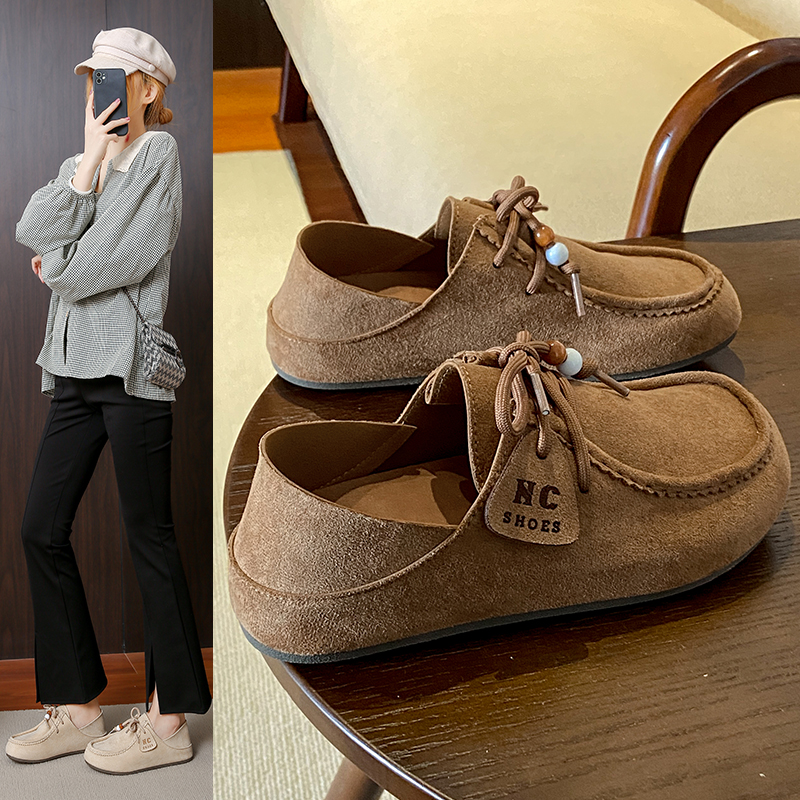 Fashion Brand Shoes Woman 2025 Autumn New Vintage Suede Loafers Pumps Women's Casual Flats Shoes British Style Flat Single Shoes
