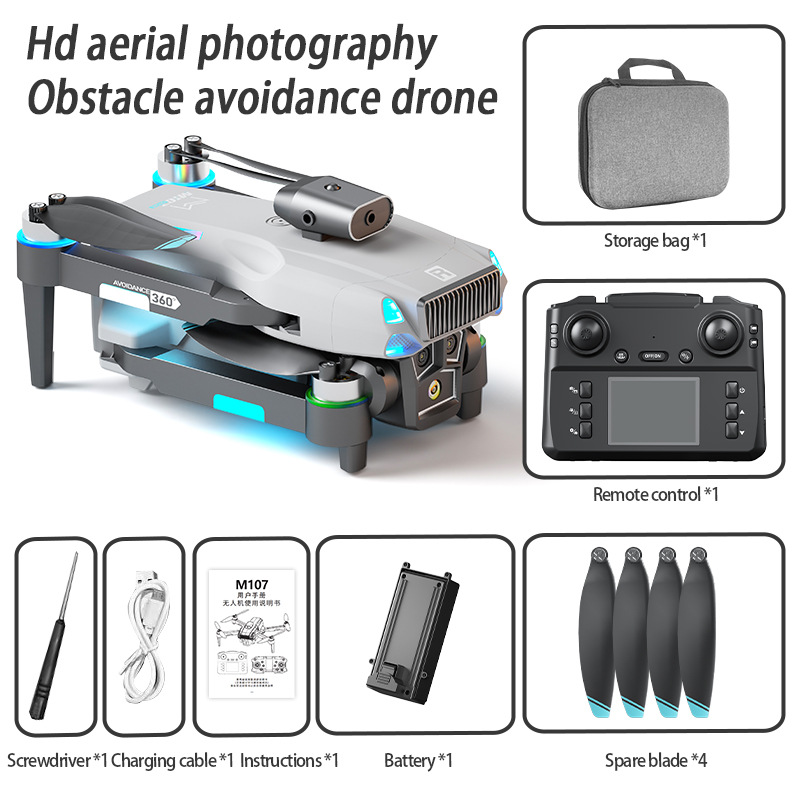 Upgraded M107 Drone Quadcopter: Dual HD Cam, Live Feed, Brushless Motors, Smart Avoidance & Optical Flow RC Toy