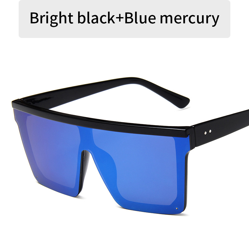 2023 Vintage Male Flat Top Sunglasses Men Brand Black Square Shades UV400 Gradient Sun Glasses For Women Cool One Piece Designer