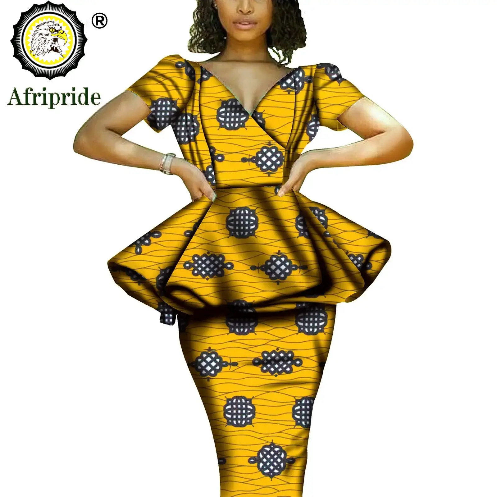 African 2 Piece Set for Women Dashiki Tops Print Skrit  Ankara Clothing Wax Attire Blouse Shirt AFRIPRIDE S1926004