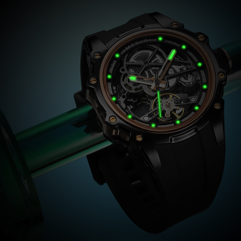 MEGIR Automatic Mechanical Luxury Watch Men Top Brand Stainless Steel 43mm Dial Watch Luminous Waterproof Men's Wristwatch