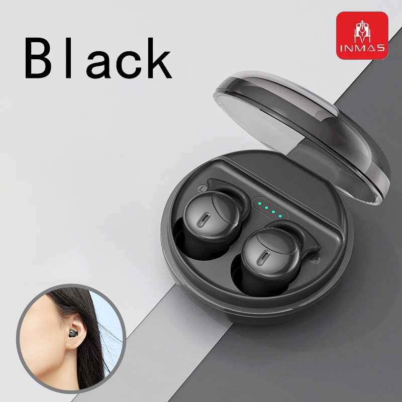 INMAS Q26 ENC Mini Portable Wireless Headsets Bluetooth In-Ear Earphone Noise Reduction Earbud Invisible Sleep Headphones HD Mic