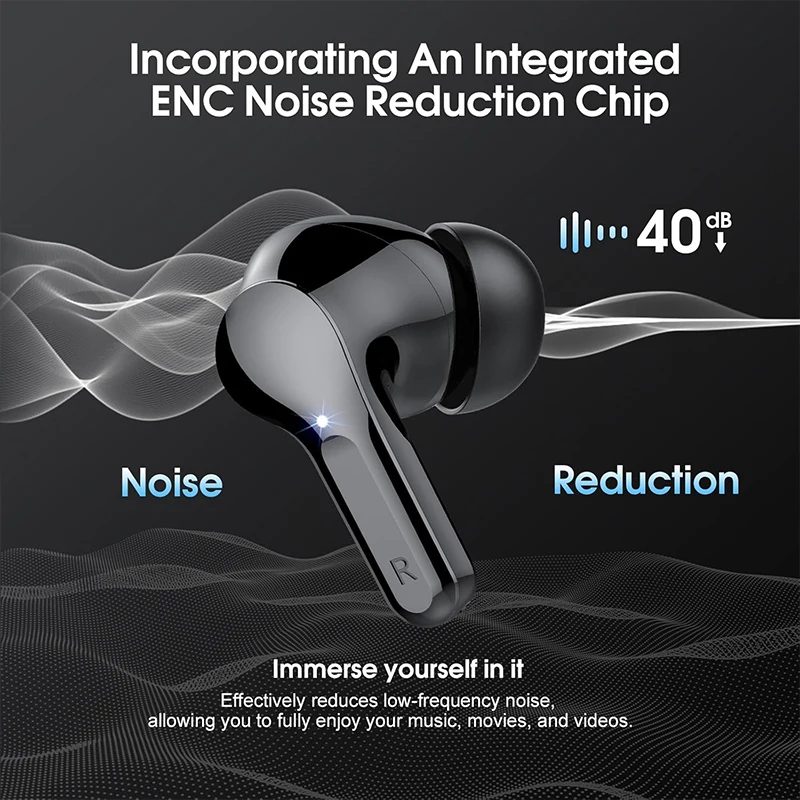New Wireless Earbuds HiFi Stereo Headphones BT5.3 with ENC Noise Cancelling 48H LED Display Ear Buds IP7 Waterproof Earphones