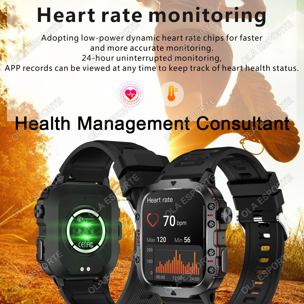 2025 New Military Smart Watch Men IP68 5ATM Outdoor Sports Fitness Tracker Health Monitoring 1.81Inch Bluetooth Calls Smartwatch