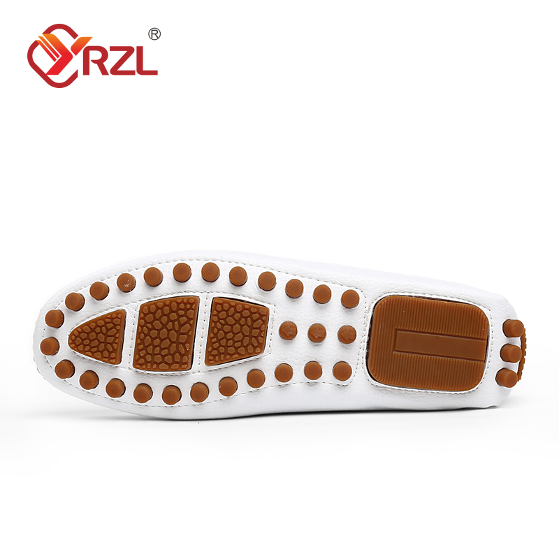 YRZL Shoes Men Handmade PU Leather Loafer Casual Driving Flats Slip-on Shoes Luxury Comfy Moccasins White Loafers Shoes for Men