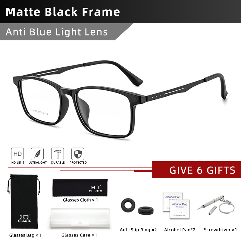 CLLOIO High Quality UltraLight Flexible TR90 Frame Anti Blue Ray Reading Glasses Myopia Hyperopia Glasses Prescription Eyewear