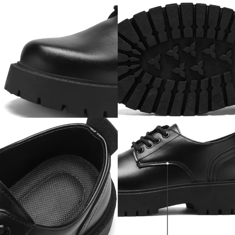 Autumn 2025 New Men's Business Derby Shoes Black Leather Loafers for Men Chef Shoes Men's Korean Platform Formal Dress Footwear