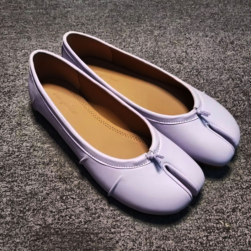 Fashion Soft Leather Split Toe Women Tabi Ballet Flats Spring Autumn Comfortable Walking Lazy Loafers Casual Girls Dance Shoes