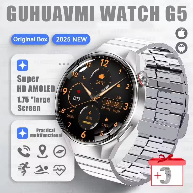 2025 New Originl Watch G5 PlUS Smart Watch 1.75" HD AMOLED Screen GPS track Heart Rate Bluetooth Call Compass Smartwatch for Men