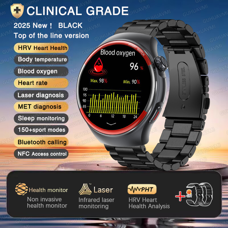 2025 New Nursing Health laser Cure Blood pressure Smart Watch Men Heart rate Pulse Sleep Bluetooth call Body Monitor Smartwatch