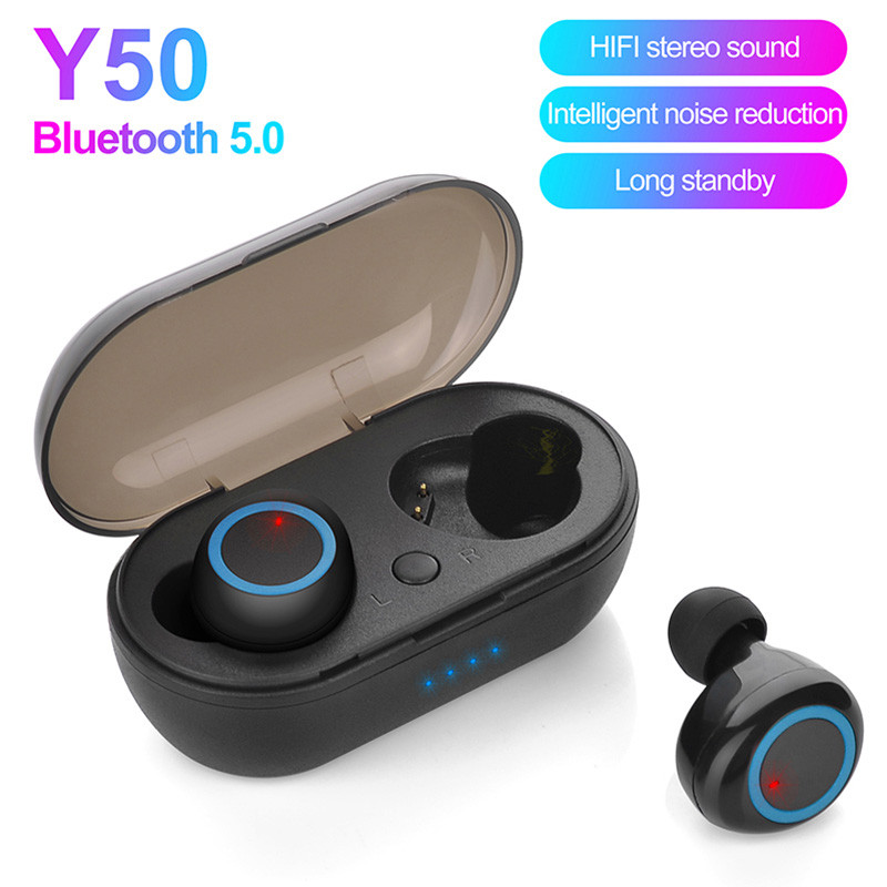 Y50 TWS Earphone Bluetooth 5.0 Wireless bluetooth headset Hifi Stereo Headset In-Ear Touch Control Earphones for xiaomi iphone