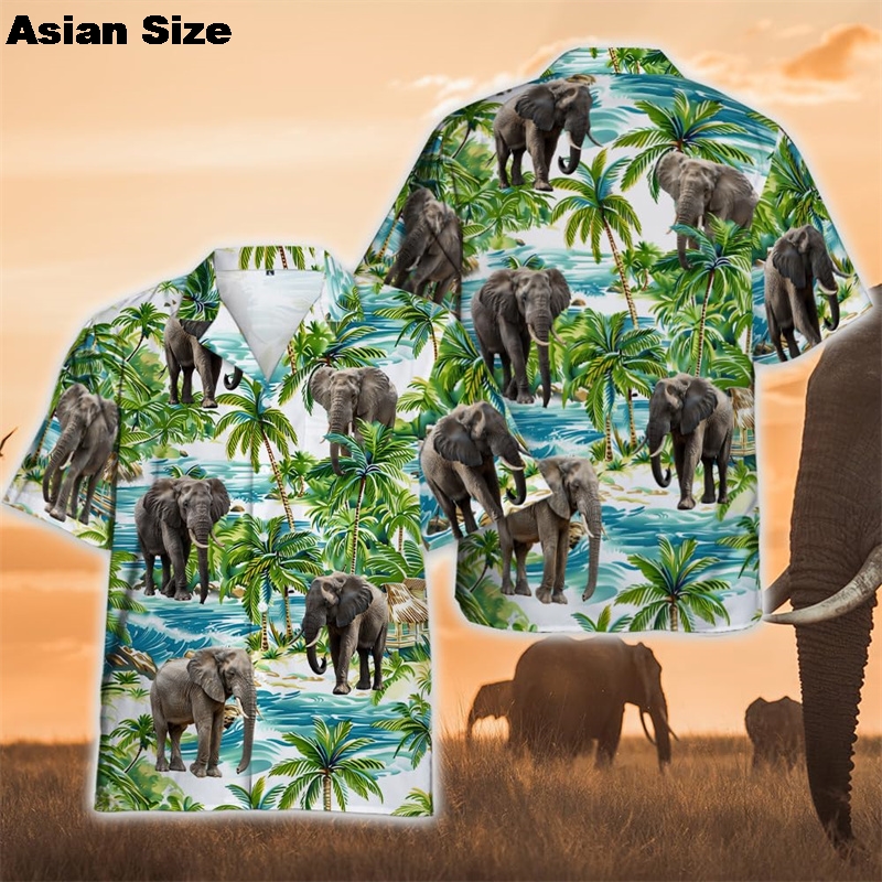 Men's Shirts Thai Elephant Casual 3D Printed Hawaii Shirt Man 2025 Summer Fashion Shirt For Man Daily Short Sleeves Men Clothing